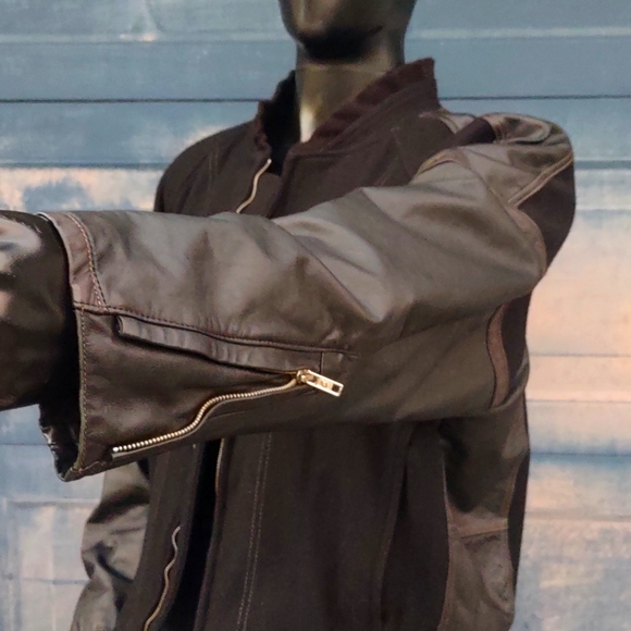 Modern Head Ware Limited Men's Pure Leather/Wool Blend Moto Jacket (Canada) - Picture 14 of 17